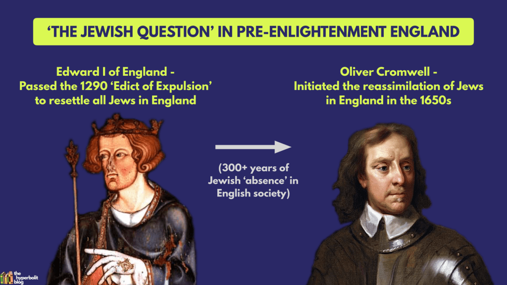 Edward I England Oliver Cromwell jewish question merchant of venice context