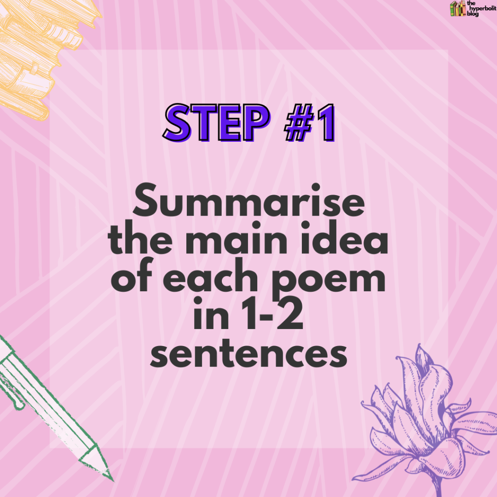 how to compare poems summarise the main idea of each poem in one to two sentences